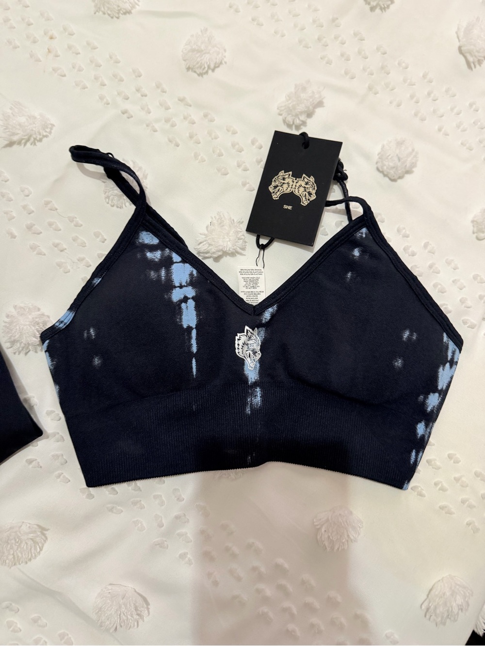 Darc Sport Black & Light Blue Tie-Dye Seamless Sports Bralette